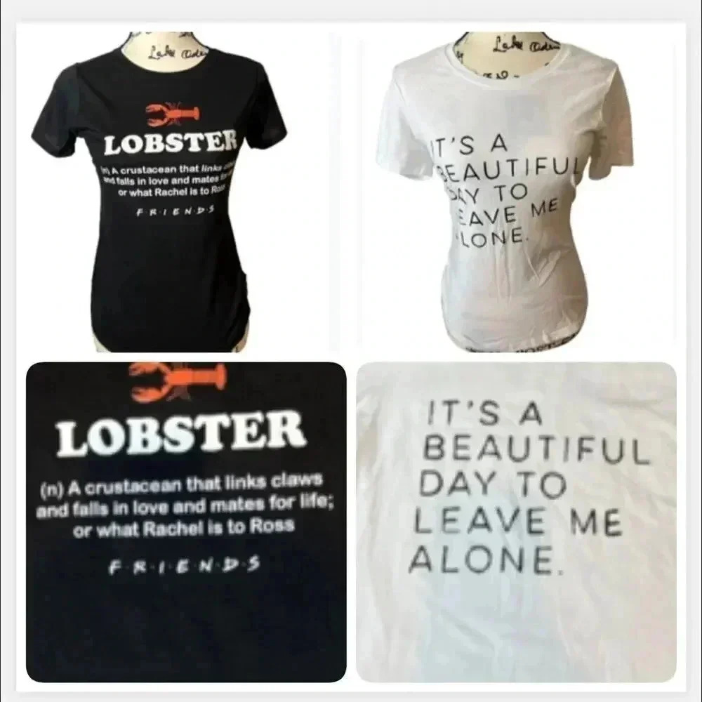 T-SHIRT BUNDLE FRIENDS  LOBSTER ROSS & RACHEL LEAVE ME ALONE TEE’S‎ SIZE SMALL